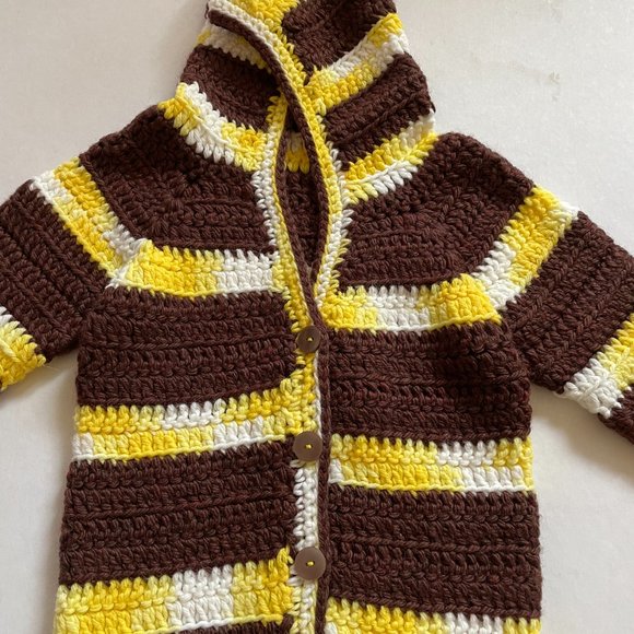 Crochet unisex jacket, Handmade Hoodie for toddler - Picture 8 of 11